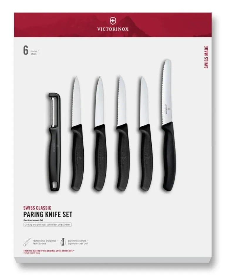 Set de couteaux d’office Swiss Classic avec éplucheur en I, 6 pièces